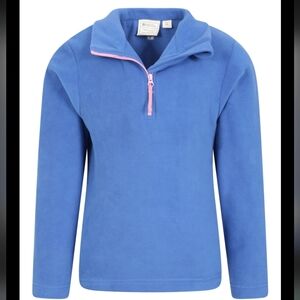 Toddler Fleece Half-zip Pullover Periwinkle Blue with Pink Zipper 2-3